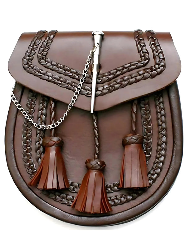 Brown Braided Leather Sporran